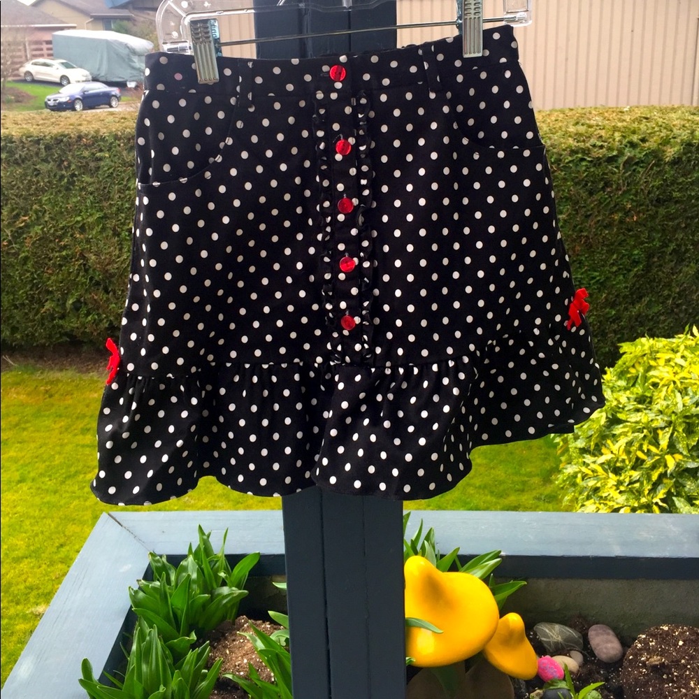 Polka Dot Skirt B&W w/Red Accents